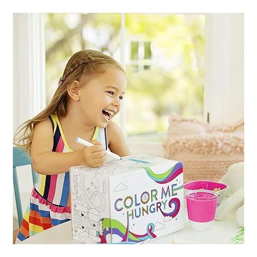 먼치킨 Munchkin® Color Me Hungry 7pc Toddler Feeding Supplies Set, Includes Plates, Bowl, Open Cup and Utensils in a Gift Box, Pink