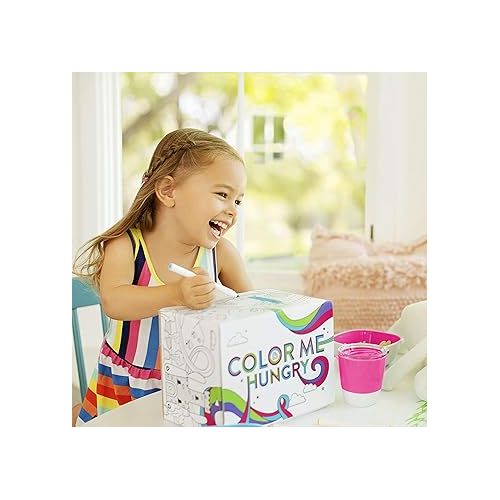 먼치킨 Munchkin® Color Me Hungry 7pc Toddler Feeding Supplies Set, Includes Plates, Bowl, Open Cup and Utensils in a Gift Box, Pink