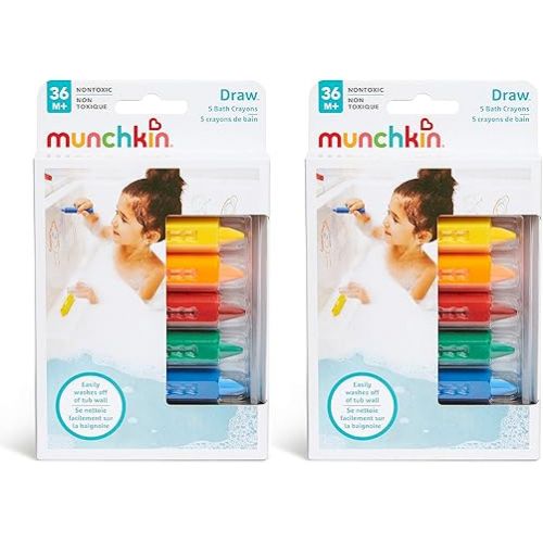 먼치킨 Munchkin® Draw™ Bath Crayons Toddler Bath Toy, 5 count (Pack of 2)