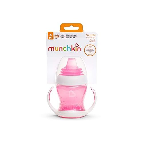 먼치킨 Munchkin® Gentle™ Transition Sippy Trainer Cup, 4 Ounce, Pink