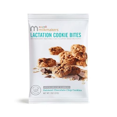 먼치킨 Munchkin Milkmakers Lactation Cookie Bites, Oatmeal Chocolate Chip, 10 Ct