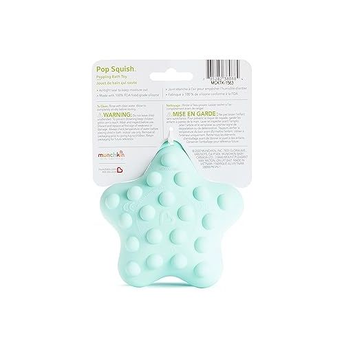 먼치킨 Munchkin® Pop Squish™ Popping Bath Toy - Mold-Free Squeezable Sensory Baby Fidget Toy Without Holes, Starfish