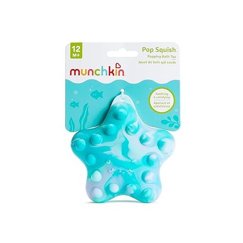 먼치킨 Munchkin® Pop Squish™ Popping Bath Toy - Mold-Free Squeezable Sensory Baby Fidget Toy Without Holes, Starfish