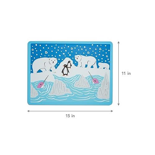 먼치킨 Munchkin® WildLove Reversible Silicone Placemat for Kids, 1pk, Polar Bear