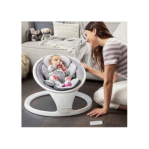 먼치킨 Munchkin® Bluetooth Enabled Lightweight Baby Swing with Natural Sway in 5 Ranges of Motion, Includes Remote Control, White