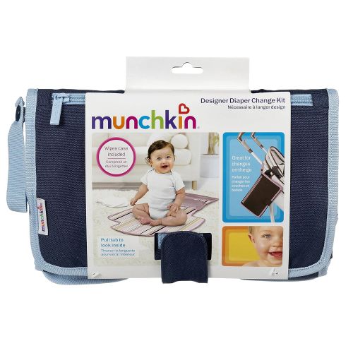 먼치킨 Munchkin Portable Diaper Changing Kit with Changing Pad and Wipes Case, Grey