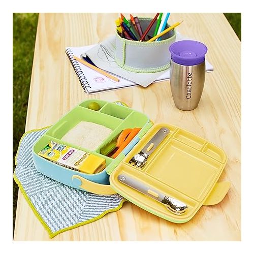 먼치킨 Munchkin® Lunch™ Bento Box for Kids, Includes Utensils, Green