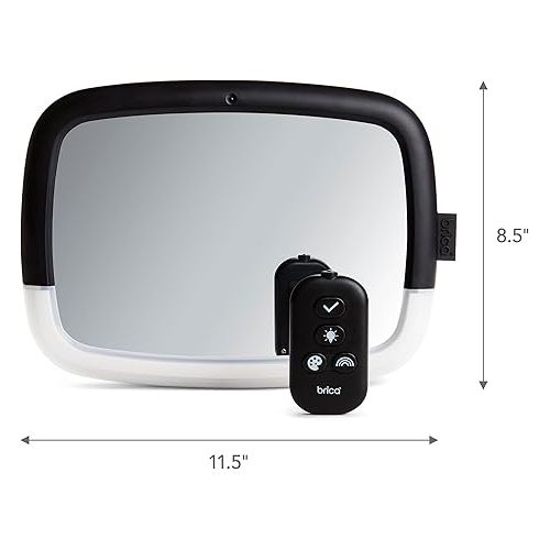 먼치킨 Munchkin® Brica® Night Light™ Pivot Baby in-Sight® Adjustable Car Mirror, Crash Tested and Shatter Resistant, Black