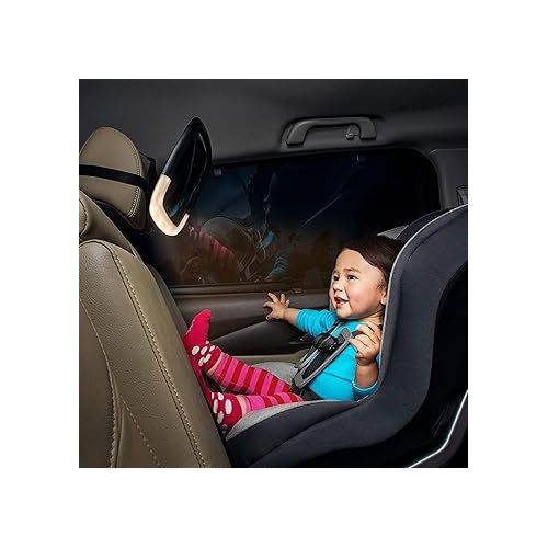 먼치킨 Munchkin® Brica® Night Light™ Pivot Baby in-Sight® Adjustable Car Mirror, Crash Tested and Shatter Resistant, Black