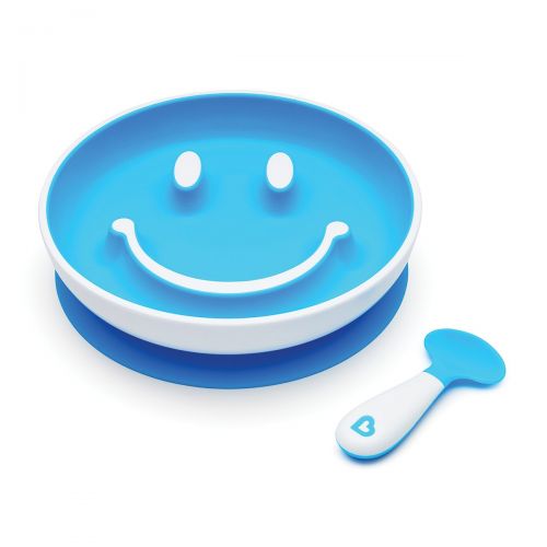 먼치킨 Munchkin Smile n Scoop Kinderteller- und Loeffelset, blau