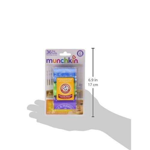 먼치킨 [아마존베스트]Munchkin Arm and Hammer Diaper Bag Refill, 36 Bags