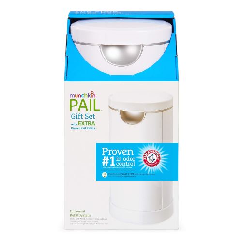 먼치킨 [아마존베스트]Munchkin Diaper Pail Starter Set, Powered by Arm & Hammer, 1 Month Refill Supply