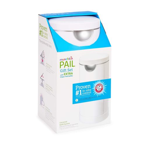 먼치킨 [아마존베스트]Munchkin Diaper Pail Starter Set, Powered by Arm & Hammer, 1 Month Refill Supply