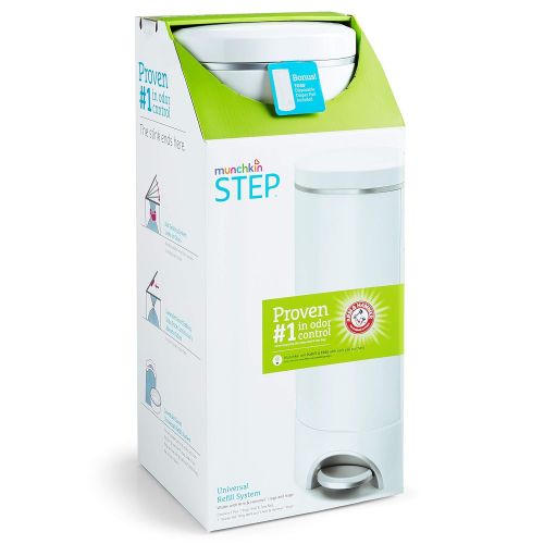 먼치킨 [아마존베스트]Munchkin Step Diaper Pail Powered by Arm & Hammer & Munchkin Arm & Hammer Diaper Pail Snap with Seal and Toss Refill Bags, 6 Count