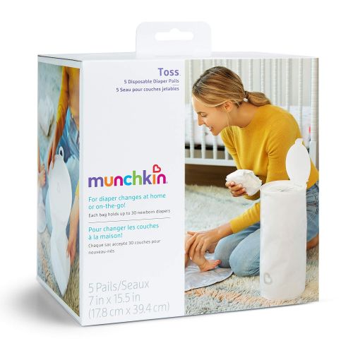 먼치킨 [아마존베스트]Munchkin Toss Portable Disposable Diaper Pail, 5 Pack, Holds 150 Diapers