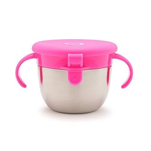 먼치킨 [아마존베스트]Munchkin Stainless Steel Snack Catcher with Lid, 9 Ounce, Pink