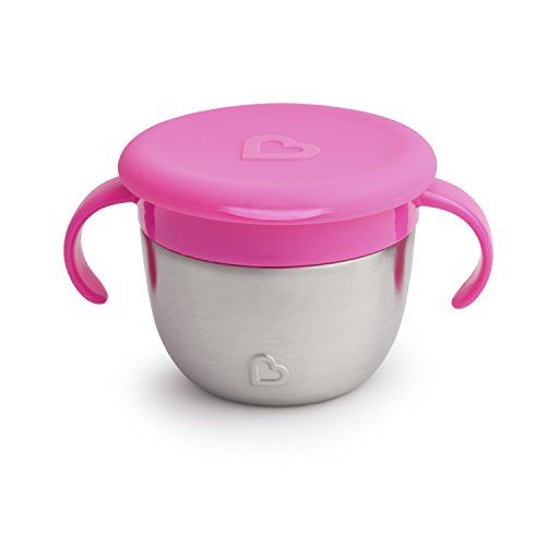 먼치킨 [아마존베스트]Munchkin Stainless Steel Snack Catcher with Lid, 9 Ounce, Pink