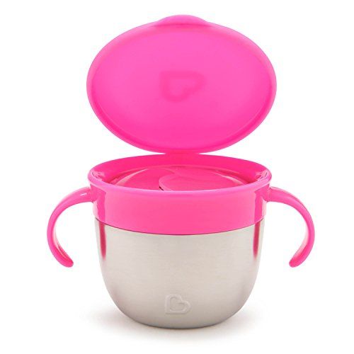 먼치킨 [아마존베스트]Munchkin Stainless Steel Snack Catcher with Lid, 9 Ounce, Pink