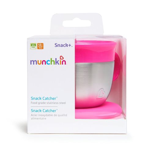 먼치킨 [아마존베스트]Munchkin Stainless Steel Snack Catcher with Lid, 9 Ounce, Pink