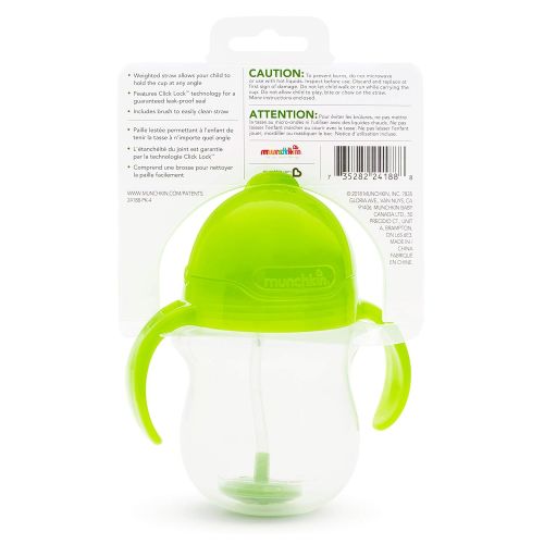 먼치킨 [아마존베스트]Munchkin Click Lock Weighted Straw Cup, 7 Ounce, Green