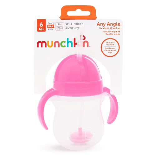 먼치킨 [아마존베스트]Munchkin Click Lock Weighted Straw Cup, 7 Ounce, Pink