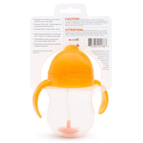 먼치킨 [아마존베스트]Munchkin Click Lock Weighted Straw Cup, 7 Ounce, Orange