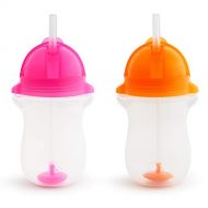 [아마존베스트]Munchkin Click Lock Any Angle Weighted 2 Piece Straw Cup, Pink/Orange