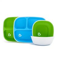 [아마존베스트]Munchkin Splash 4 Piece Toddler Divided Plate and Bowl Dining Set, Blue/Green