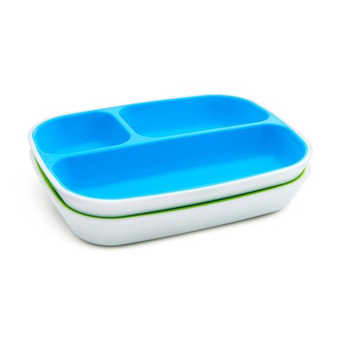 먼치킨 [아마존베스트]Munchkin Splash 4 Piece Toddler Divided Plate and Bowl Dining Set, Blue/Green