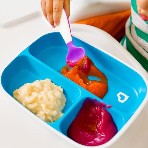 먼치킨 [아마존베스트]Munchkin Splash 4 Piece Toddler Divided Plate and Bowl Dining Set, Blue/Green