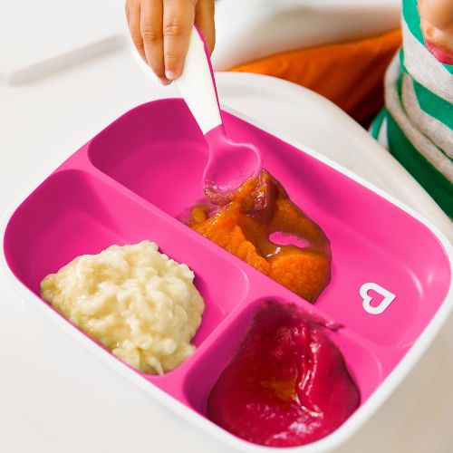 먼치킨 [아마존베스트]Munchkin Splash 4 Piece Toddler Divided Plate and Bowl Dining Set, Pink/Purple