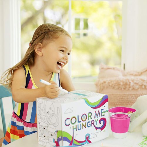 먼치킨 [아마존베스트]Munchkin Color Me Hungry Splash 7pc Toddler Dining Set  Plate, Bowl, Cup, and Utensils in a Gift Box, Pink