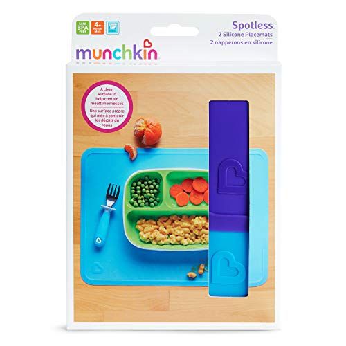 먼치킨 [아마존베스트]Munchkin Silicone Placemats for Kids, 2 Pack, Blue/Purple