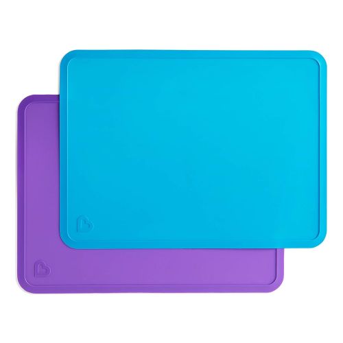 먼치킨 [아마존베스트]Munchkin Silicone Placemats for Kids, 2 Pack, Blue/Purple