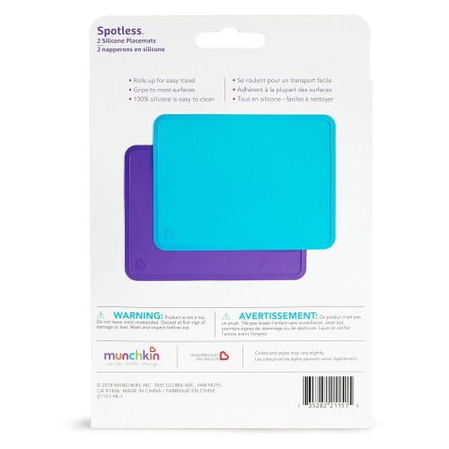 먼치킨 [아마존베스트]Munchkin Silicone Placemats for Kids, 2 Pack, Blue/Purple