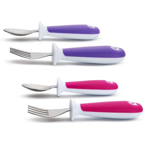 먼치킨 [아마존베스트]Munchkin Raise 4 Pack Toddler Fork and Spoon, Pink/Purple, 12+