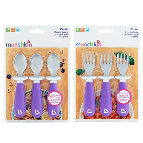 먼치킨 [아마존베스트]Munchkin Raise Toddler Forks and Spoons 6 Piece, Purple, 12+