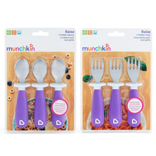 먼치킨 [아마존베스트]Munchkin Raise Toddler Forks and Spoons 6 Piece, Purple, 12+