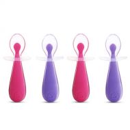 [아마존베스트]Munchkin 4 Piece Silicone Trainer Spoon, Pink/Purple