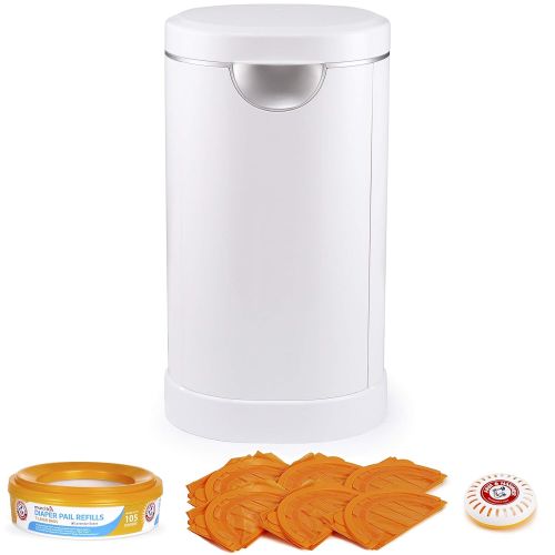 먼치킨 Munchkin Diaper Pail Starter Set, Powered by Arm & Hammer, 1 Month Refill Supply