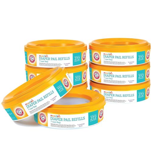 먼치킨 Munchkin Arm and Hammer Diaper Pail Refill Rings (8 refills of 272 Count each), 2,176 Count