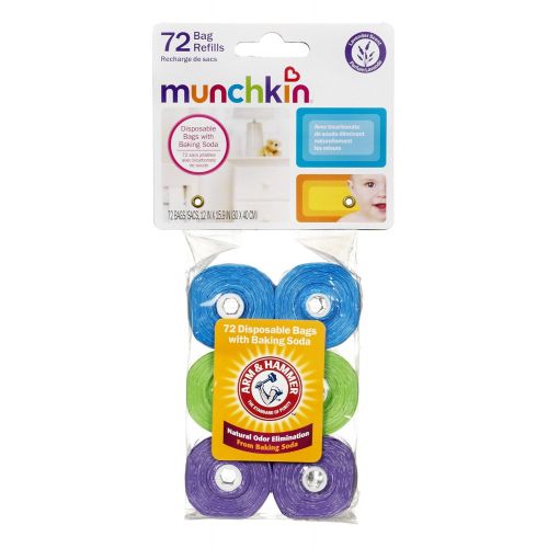 먼치킨 Munchkin Arm & Hammer Diaper Bag Refills, 72-Count (Pack of 4)