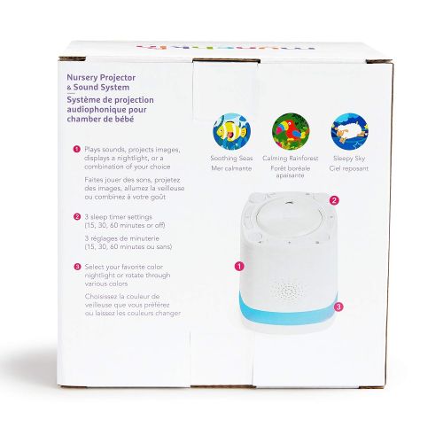 먼치킨 Munchkin Sound Asleep Nursery Projector and Sound Machine with LED Nightlight