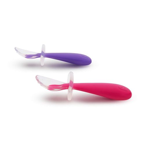 먼치킨 Munchkin Gentle Scoop Silicone Training Spoons, Pink and Purple