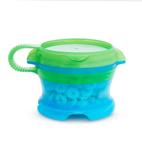 먼치킨 Munchkin Deluxe Snack Catcher with Lid, 9 Ounce, 2 Pack, Blue/Green