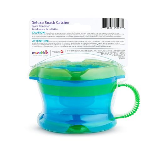 먼치킨 Munchkin Deluxe Snack Catcher with Lid, 9 Ounce, 2 Pack, Blue/Green