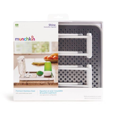 먼치킨 Munchkin Shine Stainless Steel Sippy Cup and Baby Bottle Drying Rack, Silver