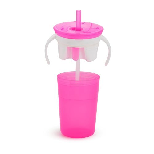 먼치킨 Munchkin SnackCatch & Sip 2-in-1 Snack Catcher and 2 Piece Spill-Proof Cup, Pink