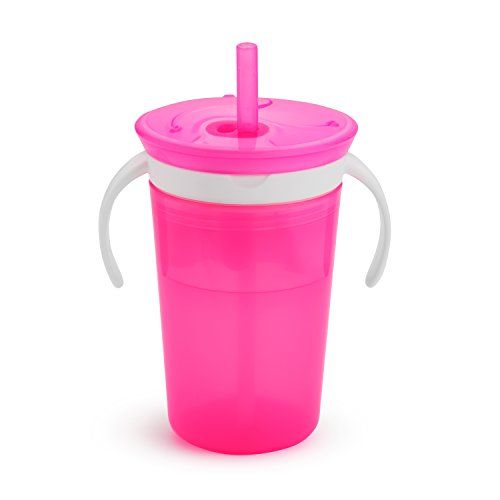 먼치킨 Munchkin SnackCatch & Sip 2-in-1 Snack Catcher and 2 Piece Spill-Proof Cup, Pink