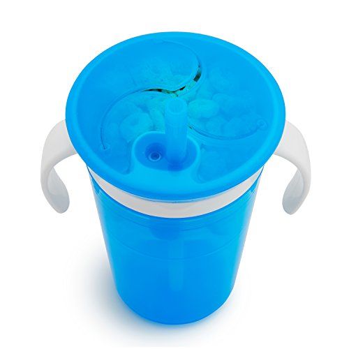 먼치킨 Munchkin SnackCatch & Sip 2-in-1 Snack Catcher and 2 Piece Spill-Proof Cup, Blue